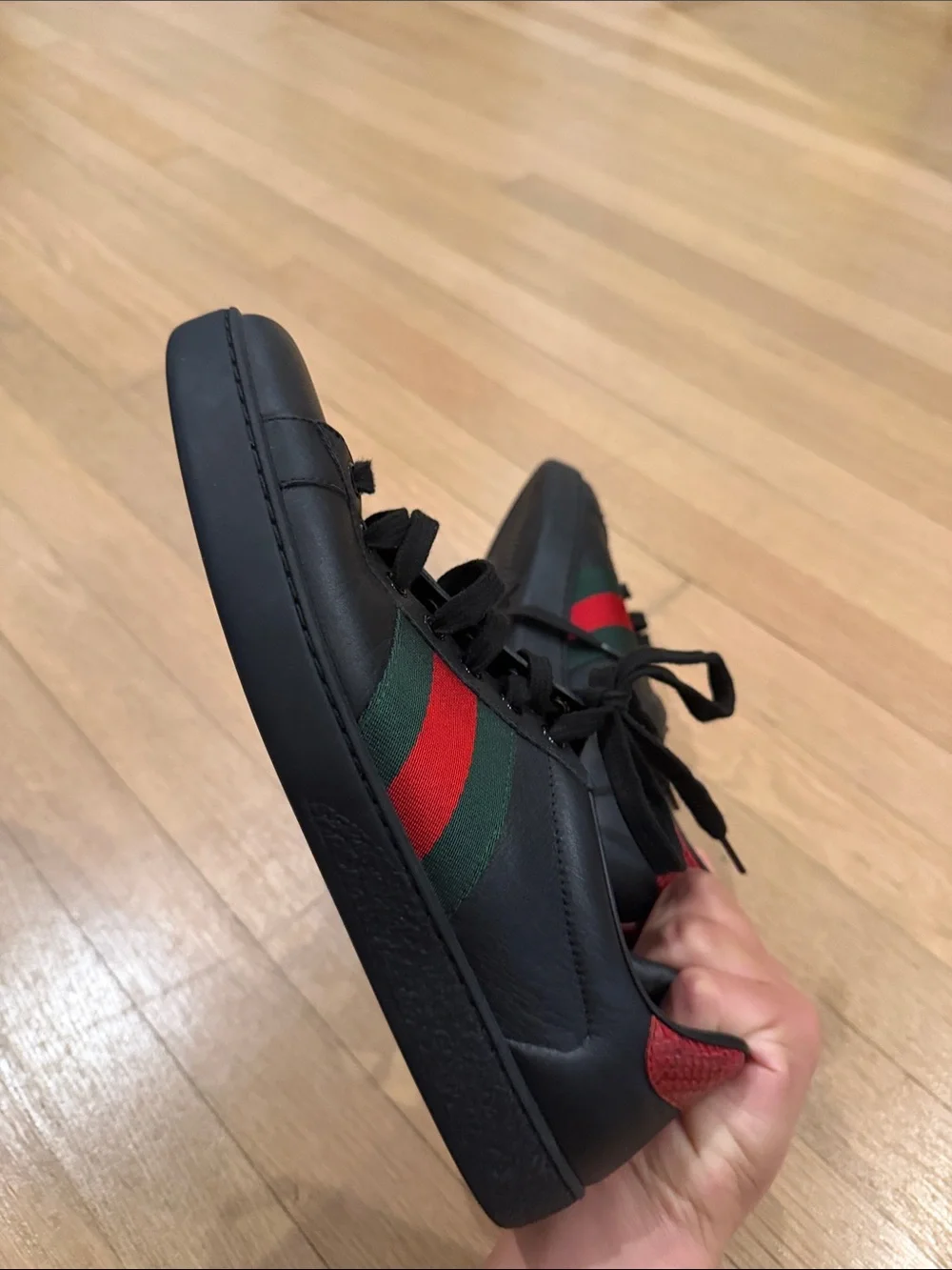 Gucci Black Leather Sneakers men’s 8 women’s 9.5 Runs big
